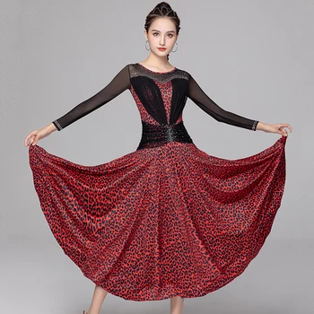 Gėlių Salė, Konkurencijos Suknelė Moterų Tinklinio Etapas Kostiumas Leopard Flamenko Suknelė Modernaus Šokio Apranga Tango Dancewear