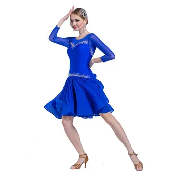 LP-1705 lotynų šokio spektaklis praktikos suknelė nauja suaugusiųjų akių rankovės nacionalinį standartą, rumba chacha praktikos suknelė mergaitėms